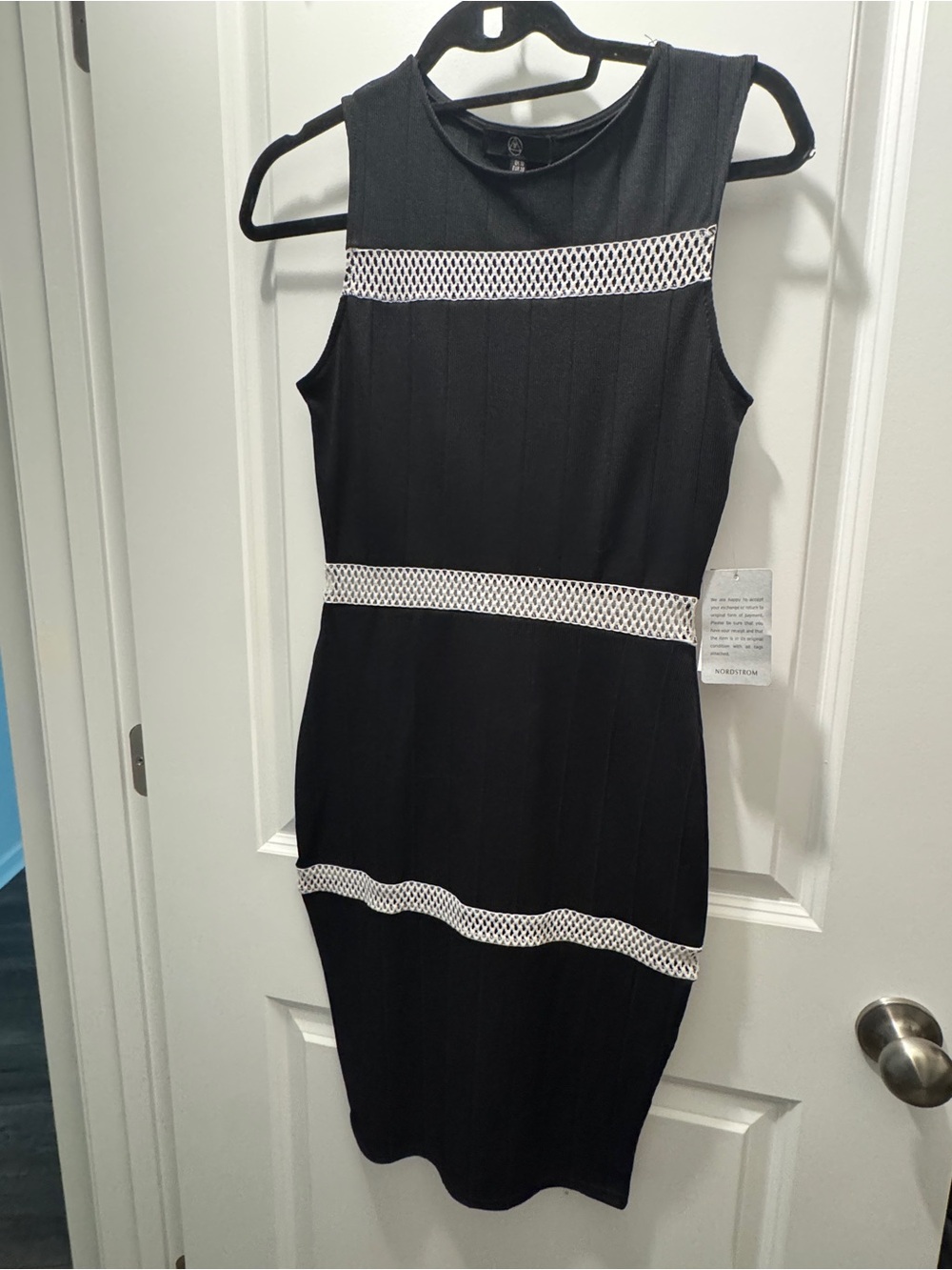 Missguided Sleeveless Black Dress with White Trim - Classic Sheath US 6